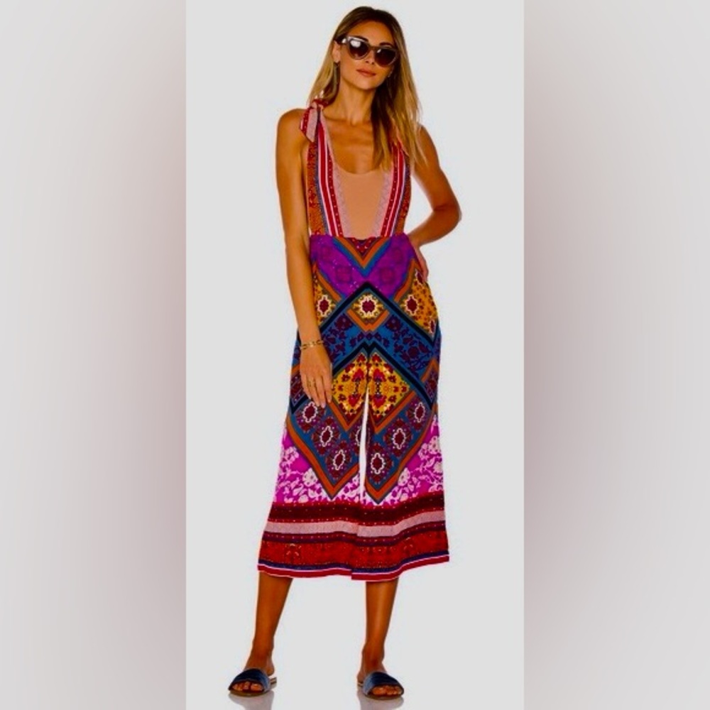 Free People Maritzah One Piece jumpsuit culotte wide leg romper patchwork boho